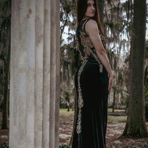 Black Gold Velvet Gown